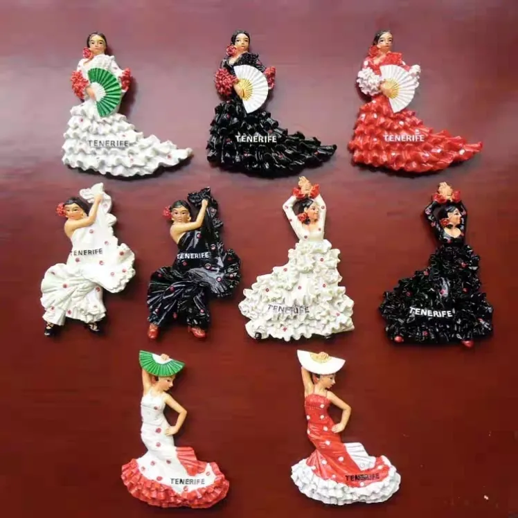 Danseuse de flamenco espagnole aimant en résine autocollant de réfrigérateur résine artisanat souvenirs de voyage