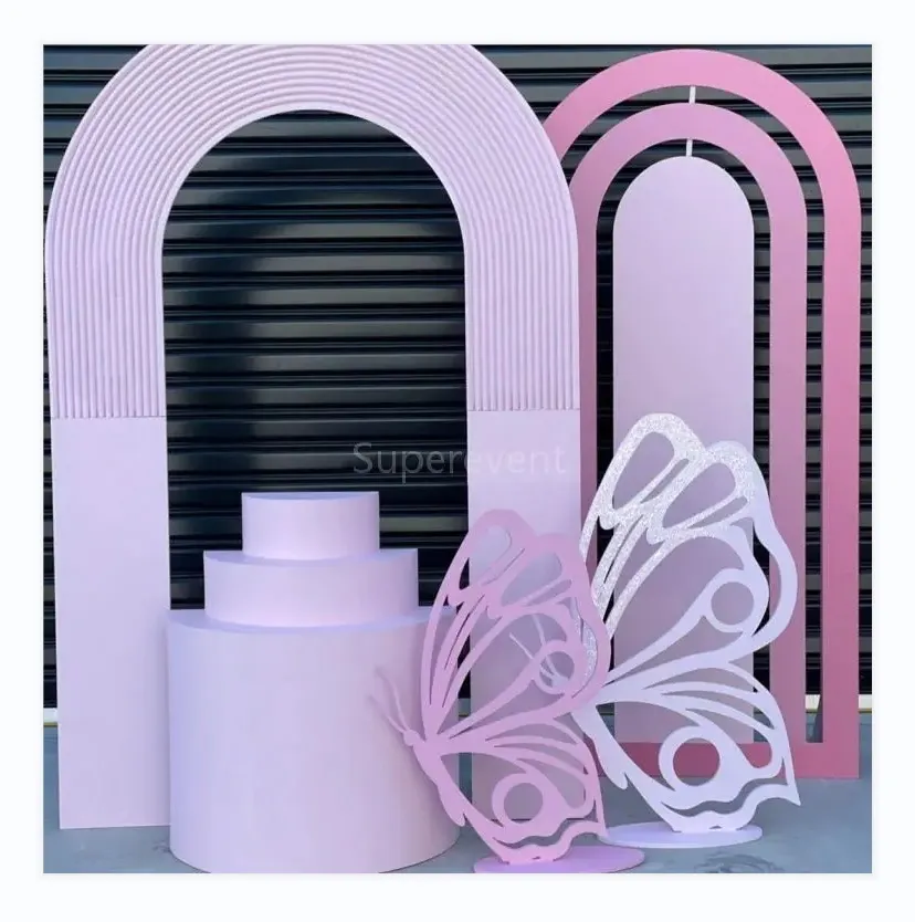 Alta qualidade PVC Arch Pink Backdrop Acrylic Wedding Backdrop para a decoração do casamento