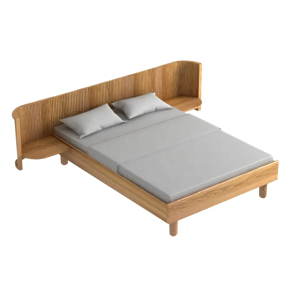 Muebles de dormitorio con marco de madera maciza de diseño Simple moderno, cama king size de lujo, cama doble con cabecero, venta al por mayor