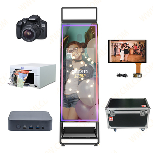 Большая металлическая фотобудка в стиле ретро 62 ''стеклянное зеркало и 32'' сенсорный экран со встроенным мини-ПК поставляется с упаковкой футляра для полета - Product Image 2