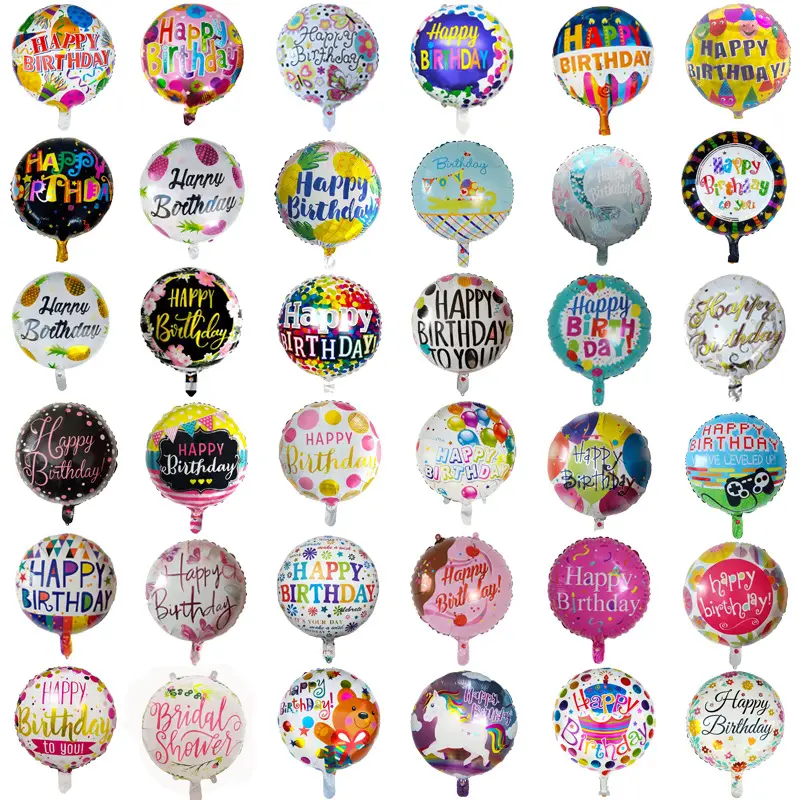 Neues Design 18 Zoll runde Form Alles Gute zum Geburtstag Helium Luftballons Aufblasbares Spielzeug für Party dekoration