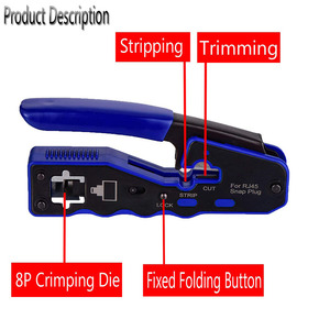 คีมย้ำสายเคเบิลเครื่องมือเครือข่ายลวด RJ45,ผ่านคัตเตอร์ Cat6 Cat5 Cat5e 8P8C - Product Image 3