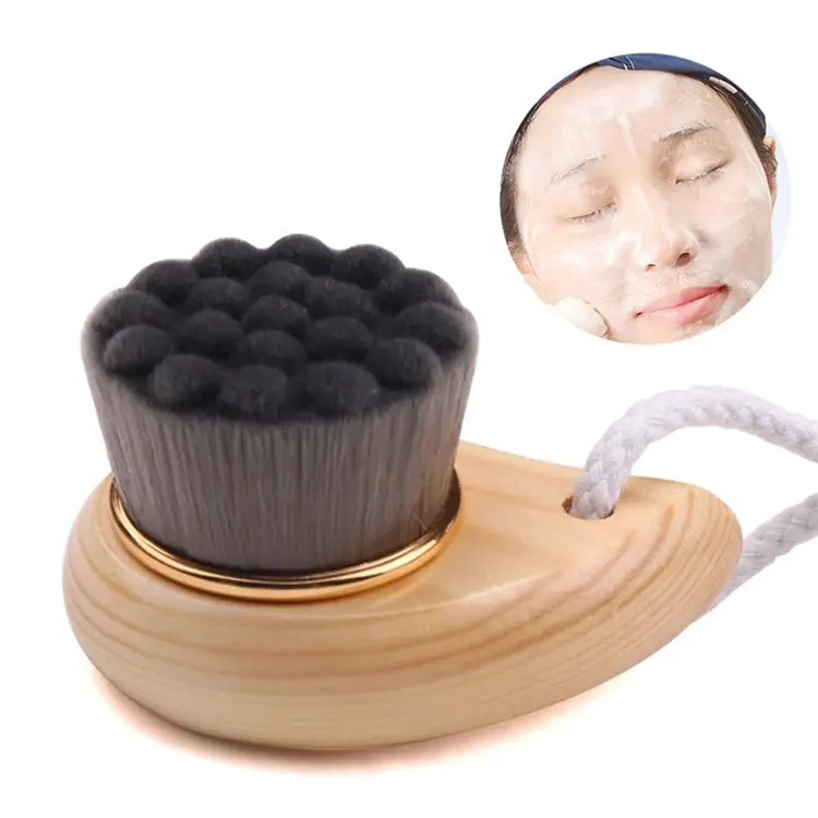 Pine Wood Handle Facial Cleansing Brush Beauty Tools Soft Fiber Hair Manual Face Brush Cleaning Face Brushes Skin Care