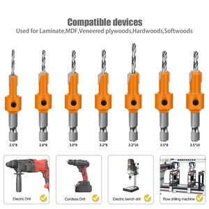 1個六角シャンクTCT木工皿穴ルータービットセットスクリューエクストラクター木材フライス用