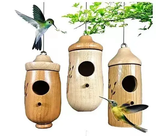 Criativo Hummingbird House Wooden Hanging Swing Para Wren Swallow Sparrow Houses Hummingbird Bird's Nest Boa qualidade