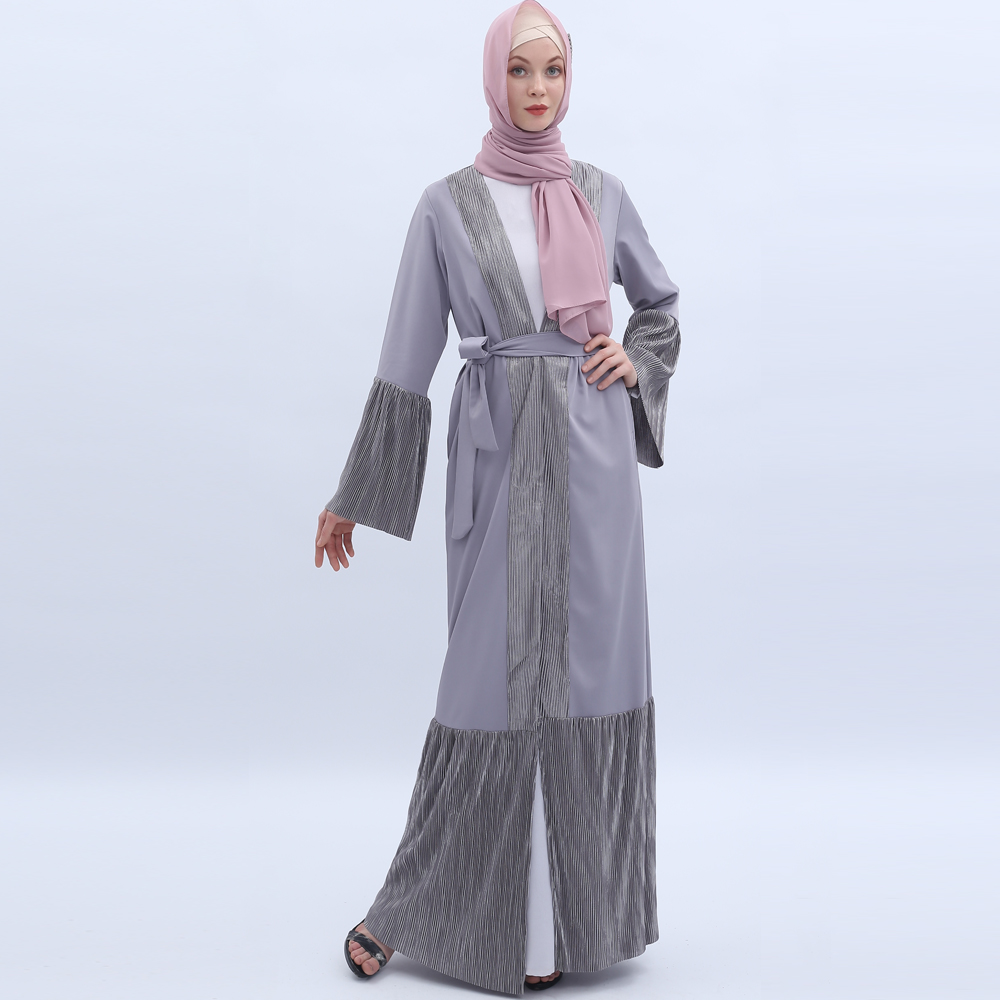 Women's Long Sleeve Maxi Dress Muslim Ramadan dress cardigan Arab outfit Islamic Arabic Style Casual Dress 9501