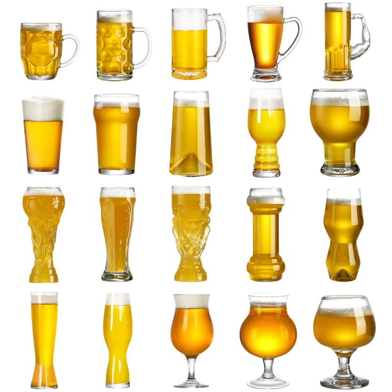 Vente en gros Logo personnalisé, tasse à bière soufflé à la main, tasse à vin de Football du monde, ensemble de verres à bière bon marché, verre à bière clair artisanal