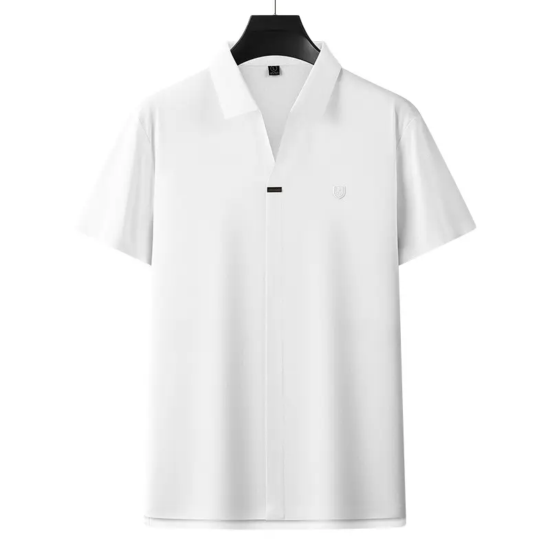 थोक कस्टम सॉलिड कलर पुरुषों की छोटी आस्तीन वाली गोल्फ टी-शर्ट नायलॉन जेकक्वार्ड फैब्रिक प्लस साइज ग्रीष्मकालीन पुरुष पोलो शर्ट्स