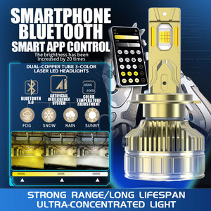 LEDヘッドライトアプリコントロールミックス3色R80ハイパワーBluetooth Led H4 H7 H11 9005 9006車用修正LEDヘッドライト電球 - Product Image 2