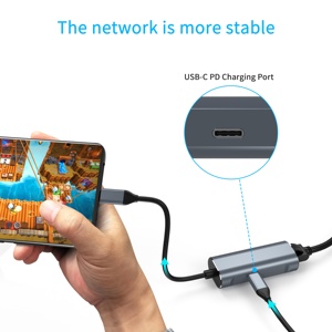 Wholesale Aluminum Mini Hub Adapter with <strong>Type</strong> C Plug RJ45 USB C Port <strong>2</strong> Ports for Ethernet PD Charging Supported for <strong>Computer</strong> - Product Image 3