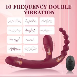 Dreifach köpfige Anal perlen Plug Vibrator Sexspielzeug für Erwachsene Fernbedienung Strap-On G-Punkt <span class=keywords><strong>Dildo</strong></span> vibrator für Frauen Lesben Orgasmus - Product Image 3