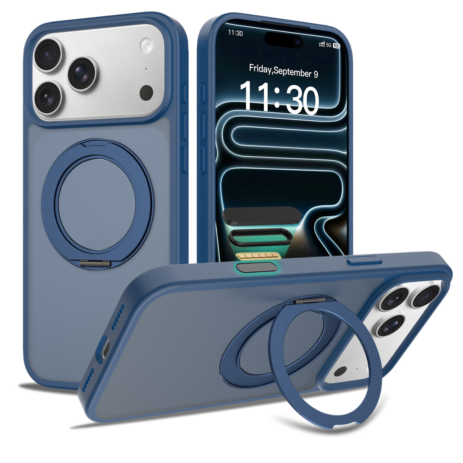 Bouton appareil photo bleu foncé
