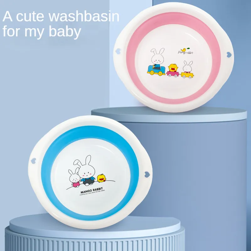 Sıcak satıcı çocuk açık seyahat lavabo PP bebek plastik yuvarlak yıkama odası katlanabilir plastik havza