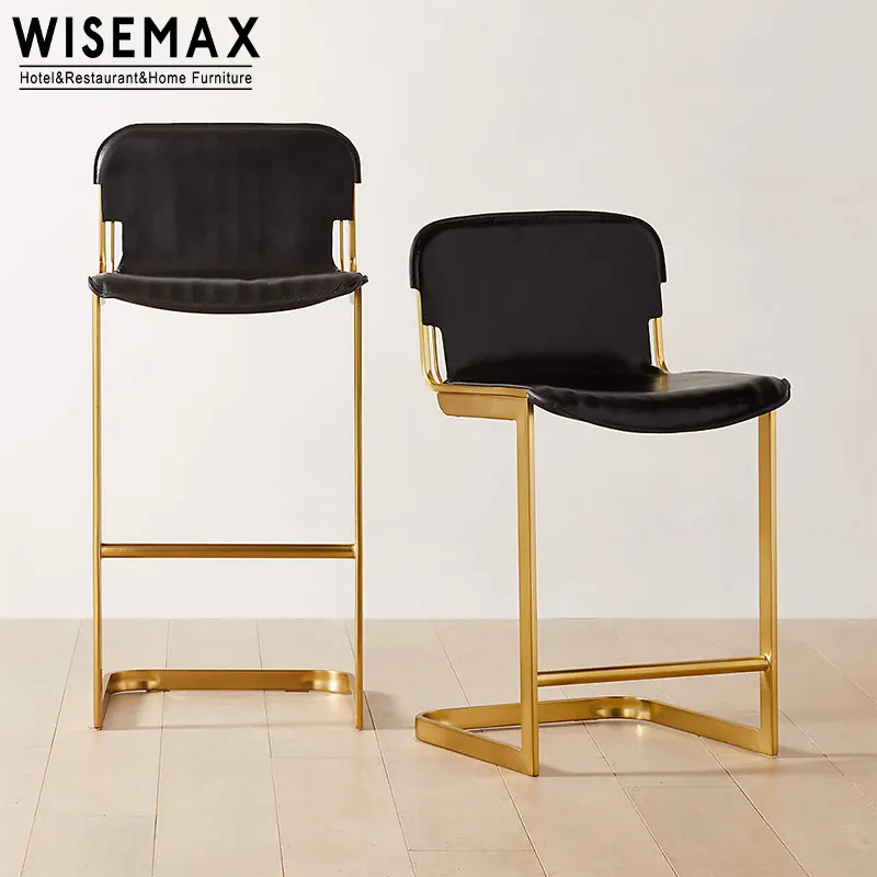 WISEMAX-muebles de lujo modernos para Bar, silla alta con respaldo de Metal curvo y taburete de tela para Hotel y hogar