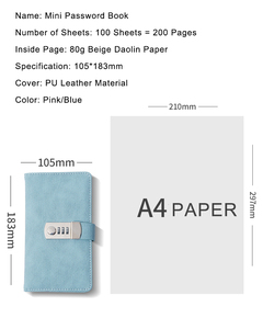 Libreta pequeña personalizada al por mayor, libro de contraseñas de cuero PU, planificador personal, diario, libro de códigos A6 con cerradura - Product Image 4