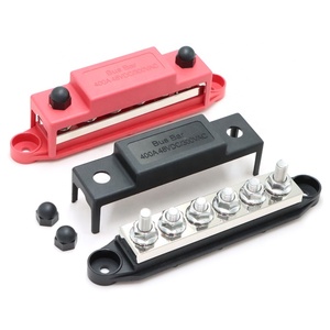 6 yollu 400A 48 VDC pil bakır Busbar5/16 "Post(M8) bağlayıcı güç dağıtım bloğu kapaklı ve somunlu - Product Image 1