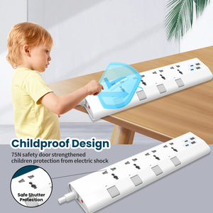 通用标准插座2 USB + 2型C开关3路5M 13A扩展电源线 - Product Image 2