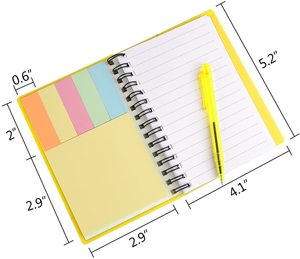 LABON 4 Pieces Spiral <strong>Notebook</strong> Pocket Notepad <strong>With</strong> Pen in Holder and Sticky <strong>Notes</strong>, Page Marker <strong>Index</strong> Tabs Flags - Product Image 3