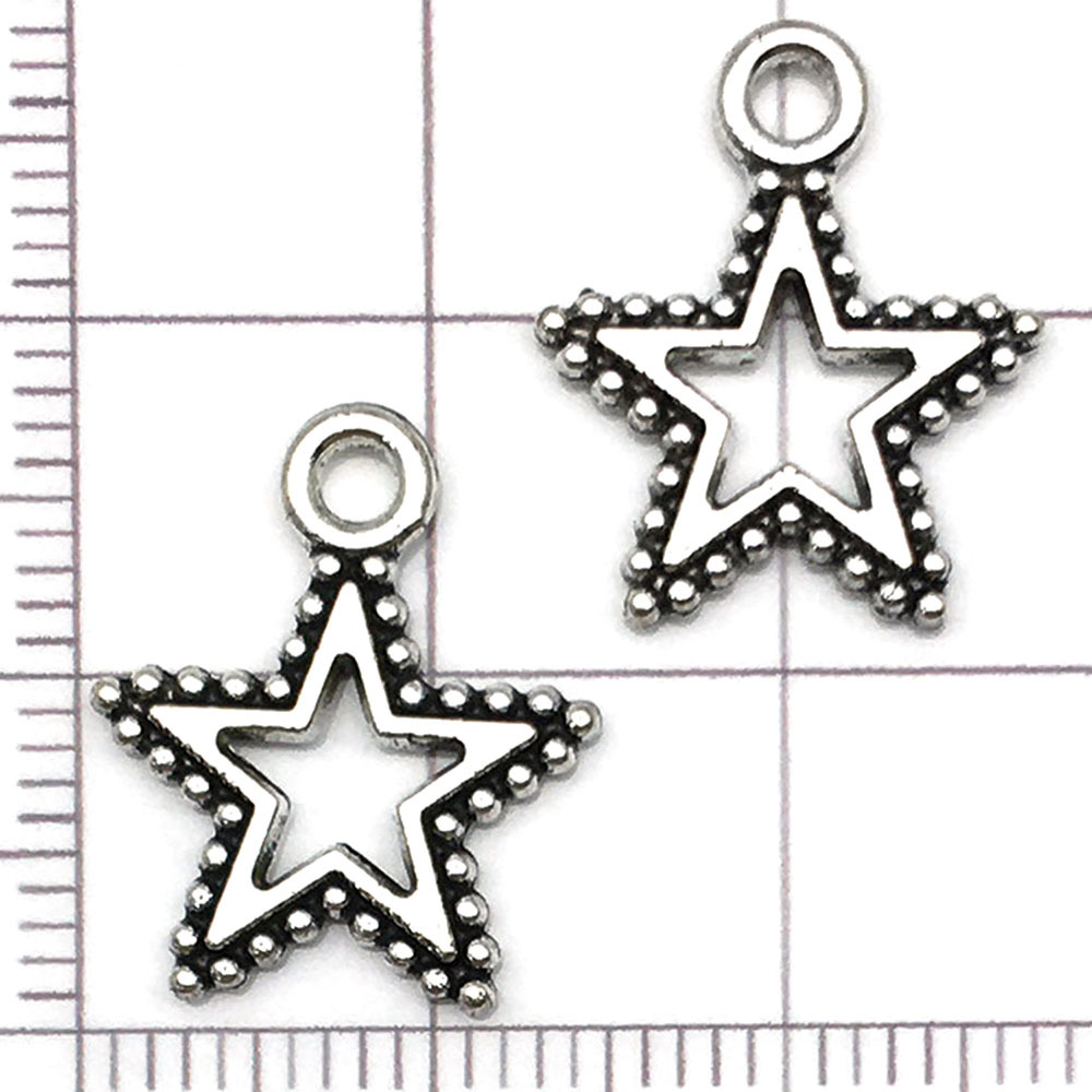 One antique silver five-pointed star - 0.9g - 15*17mm - 8767