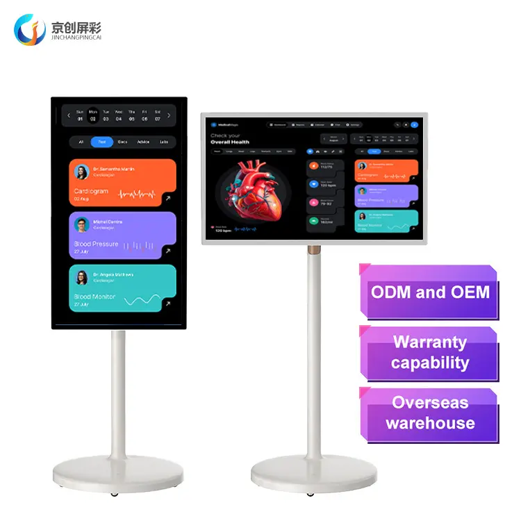 27 32 inç ev eğlence Lcd kablosuz akıllı dokunmatik ekran Android 12 dönebilir Tv standı bana göre taşınabilir akıllı Tv ekran