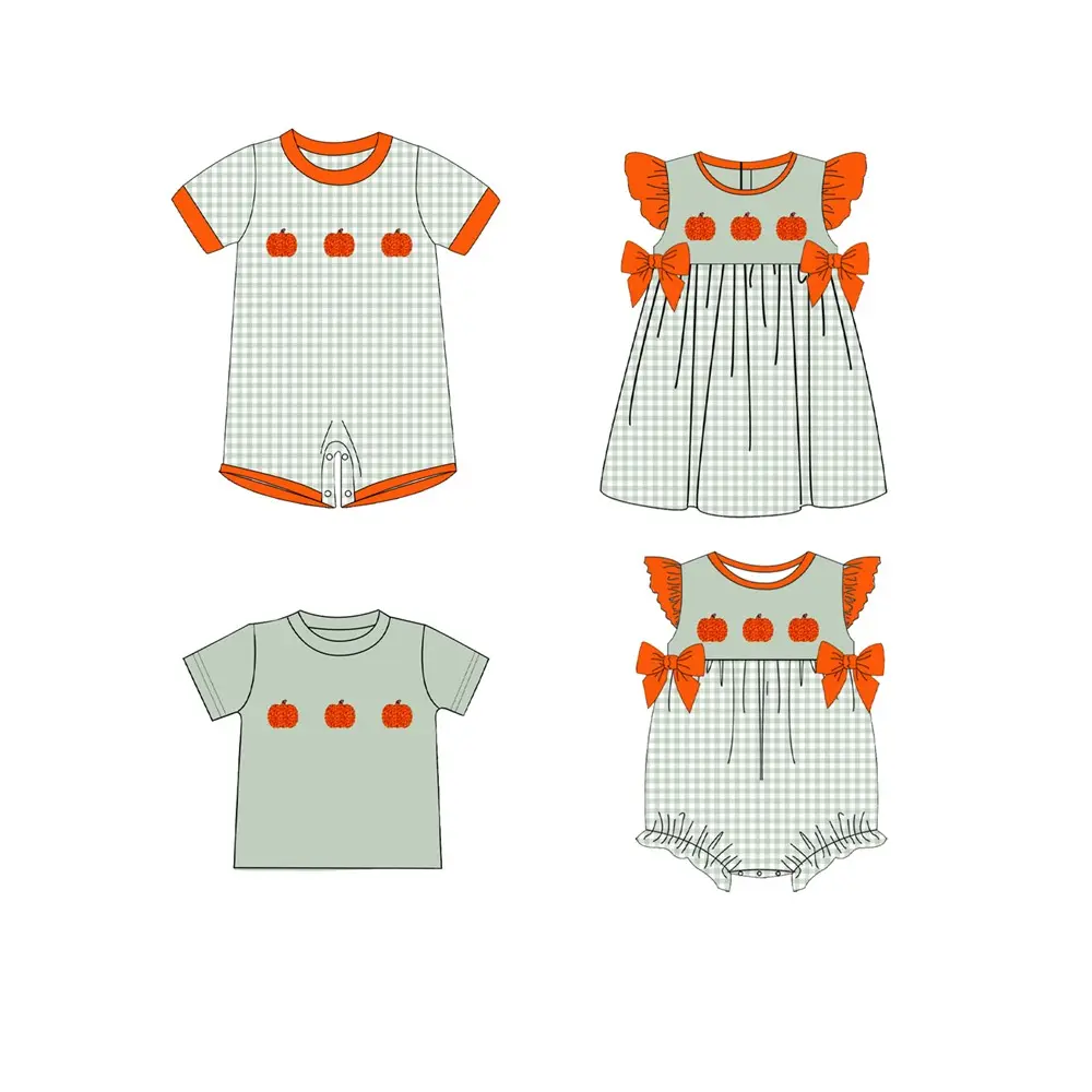 Maxine nuevo diseño personalizado niños ropa linda calabaza francés nudo bebé niña ropa