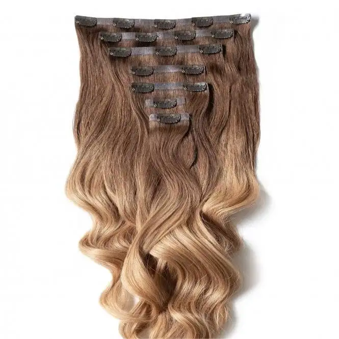 Klip rangka ganda kualitas Premium dalam ekstensi rambut 100% rambut manusia Remy Eropa klip mulus dalam ekstensi rambut