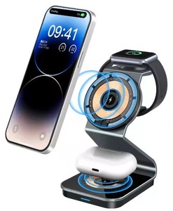 3 in 1แท่นชาร์จเร็วไร้สายระบบแม่เหล็ก15W ใช้ได้กับโทรศัพท์และหูฟังสำหรับ Apple Watch Smart Watch - Product Image 2