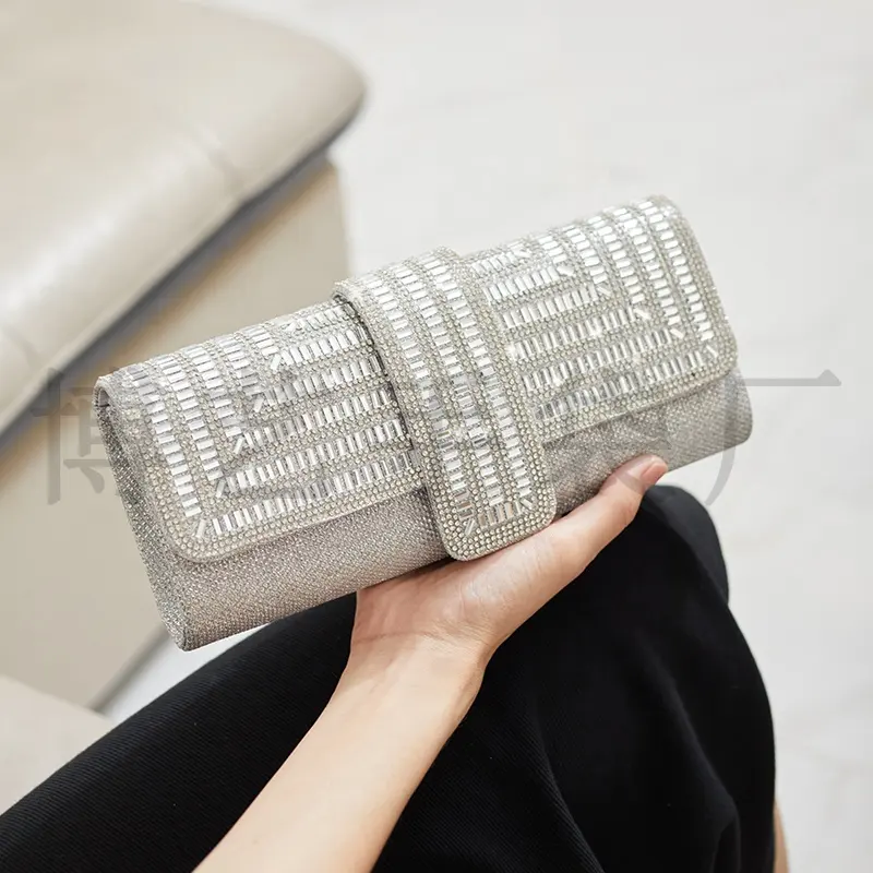 Fabrieksprijs Embedded Shinny Stone Fashion Cross-Body Vrouwen Handtas Ketting Clutch Tas Voor Feest