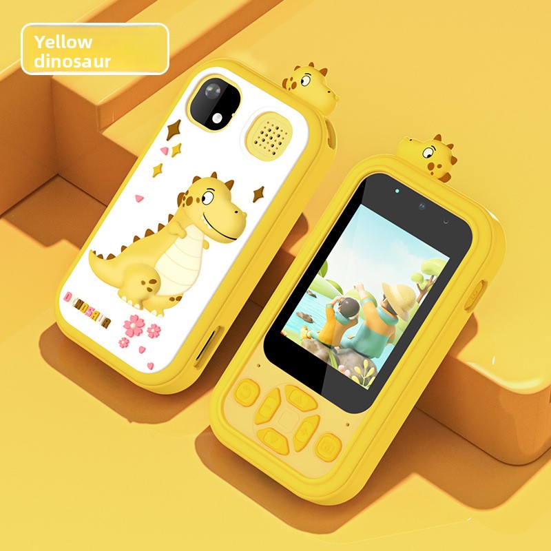 Modelo de Botón Dinosaurio Amarillo (Toma 50 Fotos Con