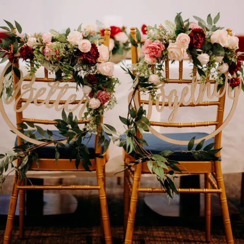 DKB-Silla de flores personalizada para boda, iglesia, decoración Floral, tela de seda, Material de flores