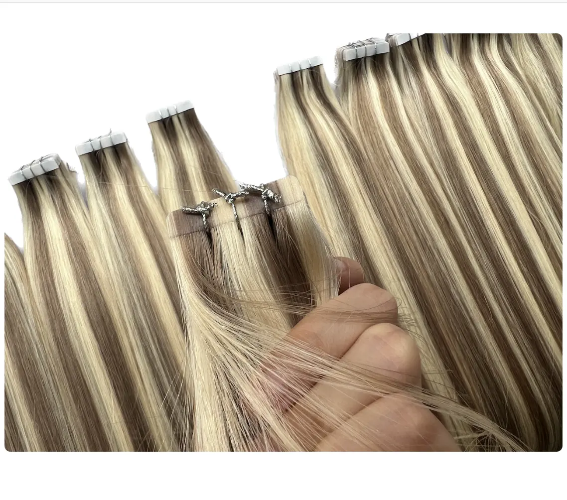 All'ingrosso Russian Remy Human Hair extension nastro umano capelli umani e capelli umani brasiliani In