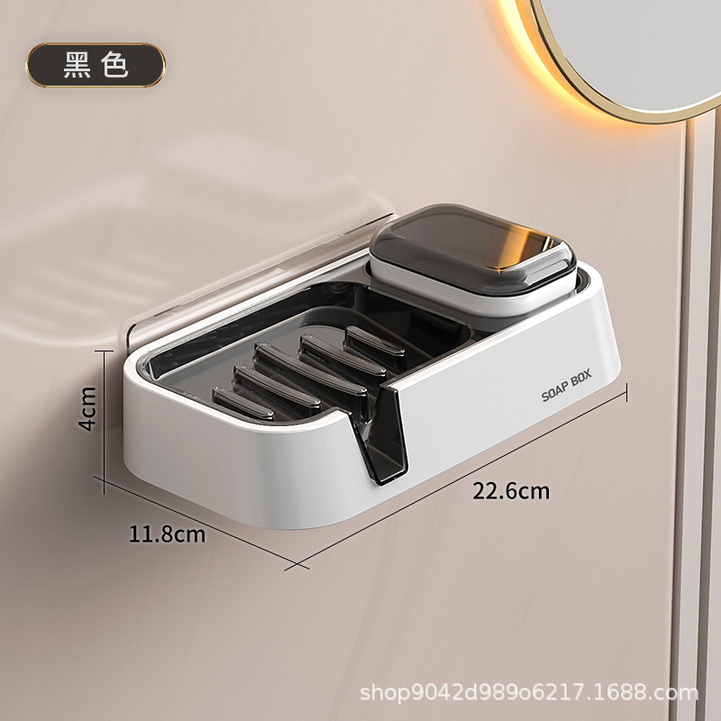 Porte-savon noir brillant et brosse noire brillante