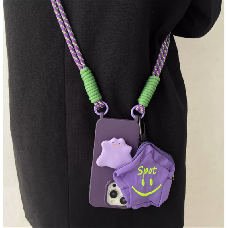 กระเป๋าลายดาวสีม่วง + ช่วงเส้นทแยงมุมยาว + ตัวยึด Ditto + เปลือก