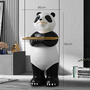 Panda enfeites de escultura, bandeja de resina para decoração de escultura em sala de estar, armazenamento de casa, panda
