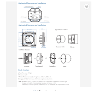 Skydance T18-2 1-10V Rotary Glass Panel Dimmer AC <strong>Relay</strong> 1 Channel <strong>Output</strong>/<strong>Wireless</strong> Rotate Knob Remote <strong>Controller</strong> - Product Image 4