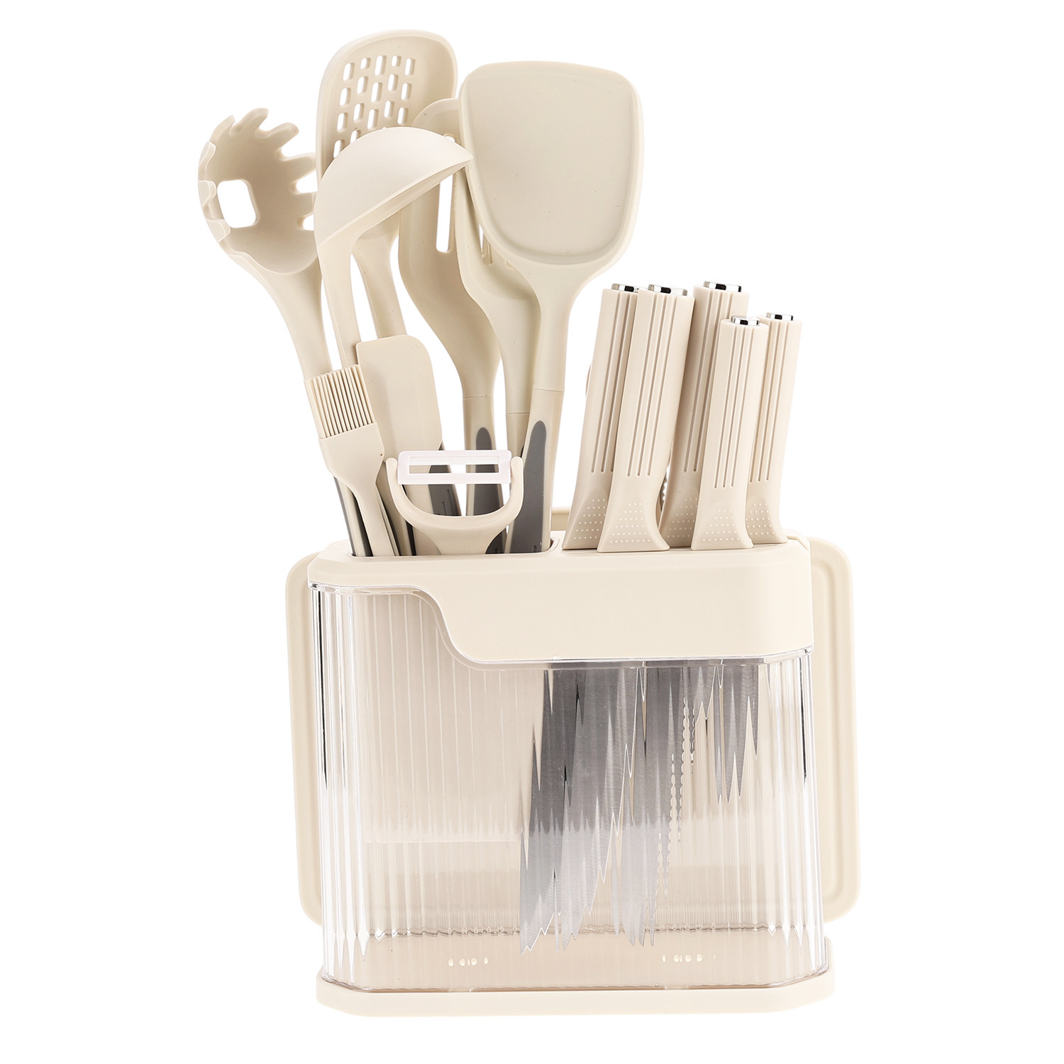 Ensemble d'ustensiles de cuisine en silicone blanc de 17 pièces