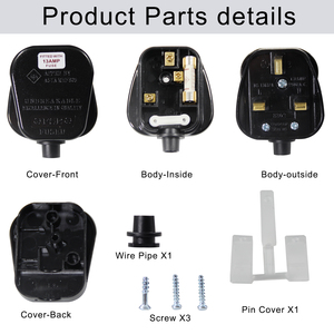 Kablosuz 3 Pin UK montaj priz tip G sigorta fişi BS1363 standartlar 3A/5A/10A/13A siyah beyaz ABS Metal elektrik prizi - Product Image 3