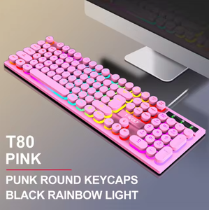 热销VONN T80打字机圆形键帽朋克游戏键盘USB有线LED背光灯104键键盘 - Product Image 2