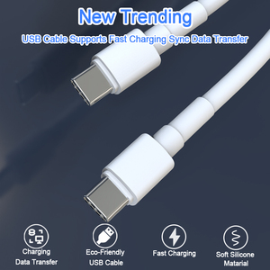 Trend beyaz 1m tpe usb c kablosu 60w max süper şarj tipi c için c uab kablosu şarj C port telefon - Product Image 2
