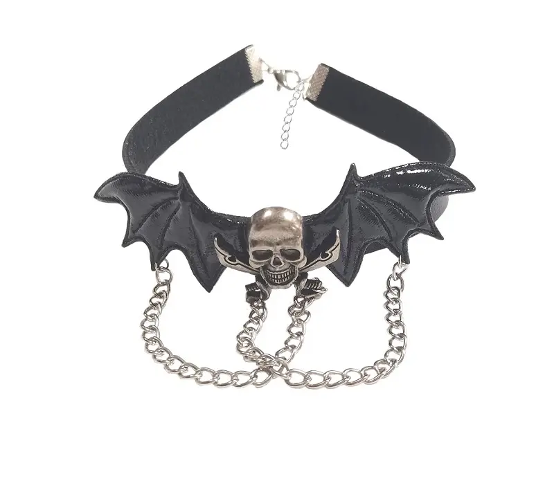 XIMO collana alla moda hyperbole gothic skull bat Design accessori di Halloween collana girocollo nera fresca