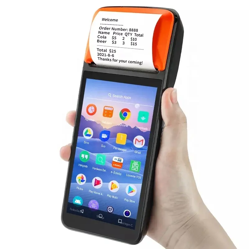 Kassa Mobiele Smart Nfc Handheld Android Pos Terminal Offline Pos Systemen Machine Met 58Mm Printer
