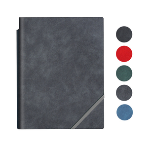 Customized A5 B5 Leather Bound Journals Cover <strong>Printing</strong> Logo Embossed Grey Leather <strong>Notebook</strong> <strong>with</strong> <strong>Elastic</strong> Band and Pen Holder - Product Image 1