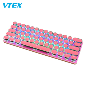 Teclado redondo y duradero de fábrica, teclado rosa con efecto de luz RGB, 61 teclas, USB para videojuegos - Product Image 1