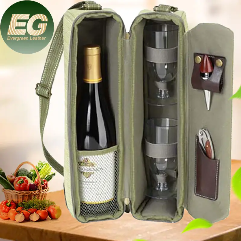 EA268 4 와인 병 가방 토트 캐리어 절연 지갑 맞춤형 로고 박스 여행 와인 쿨러 백 가죽 선물
