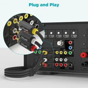 QGeeM 3RCA分离器5m长音频电缆RCA立体声辅助线电视光盘DVD VCD收音机声音放大器控制台编织使用扬声器 - Product Image 4