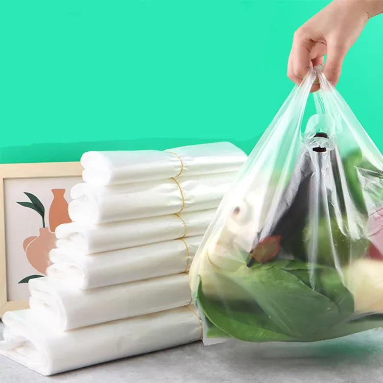 Borse da asporto in plastica trasparente HDPE borsa per gilet per alimenti borsa per il trasporto borsa per la spazzatura