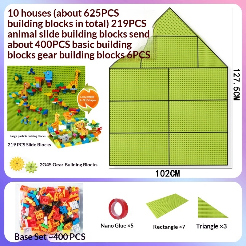 Verde, juego de 10 piezas, habitación 219, tobogán 400, bloque de construcción, 6 engranajes.