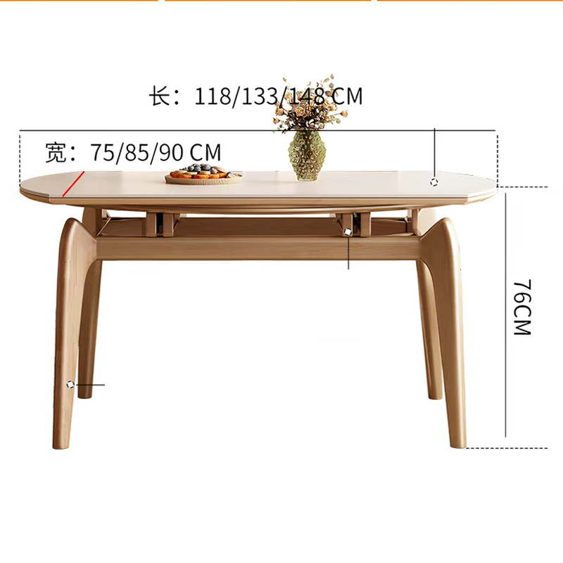 Table à manger couleur noyer + dalle de roche (table individuelle)