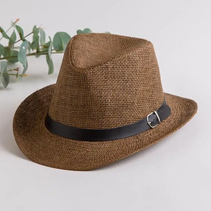 Sombrero Fedora plana Vintage para hombre y mujer, sombrero de paja, Panamá, playa, vaquero, Jazz, barato, venta al por mayor