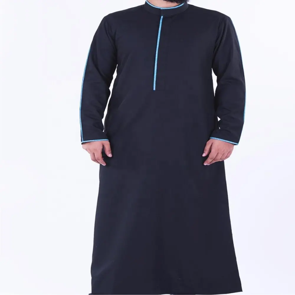 Bule di colore Panno Attaccare Stile Thobe Jubba Uomini Abaya Vestiti di Colore Nero Degli Uomini del Vestito